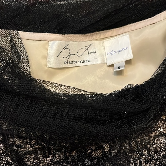 Byron Lats Beauty Mark- Mesh/ Sequin Peplum top. - Picture 2 of 5